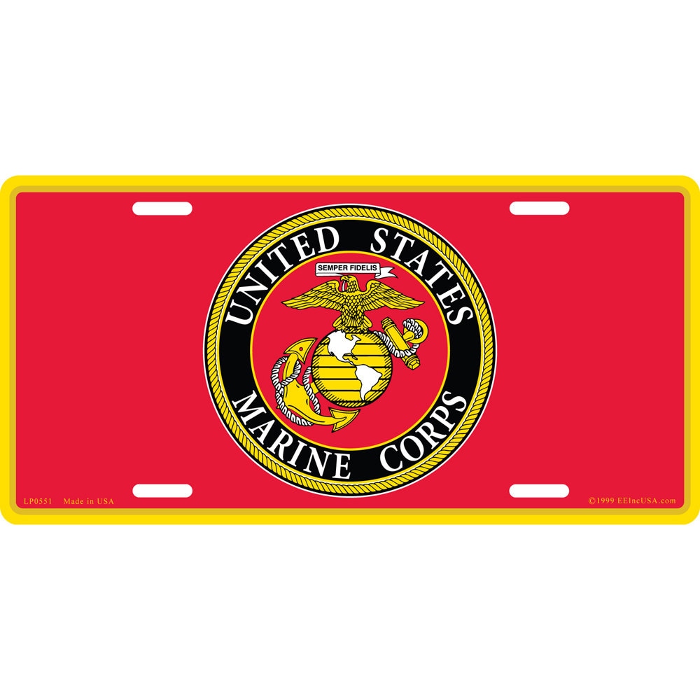 U.S. Marine Corps Seal License Plate, 6&#39;&#39;x12&#39;&#39; U.S. Marine Corps License Plate, USMC License Plate, United States Marine Corps License Sign