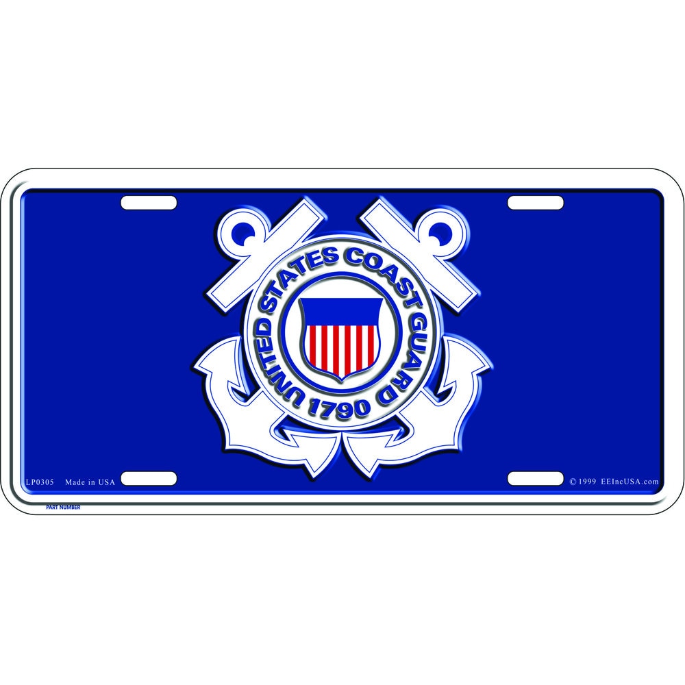 U.S. Coast Guard Logo License Plate, 6&#39;&#39;x12&#39;&#39; US Coast Guard License Plate, USCG License Plate, United States Coast Guard License Plate Sign