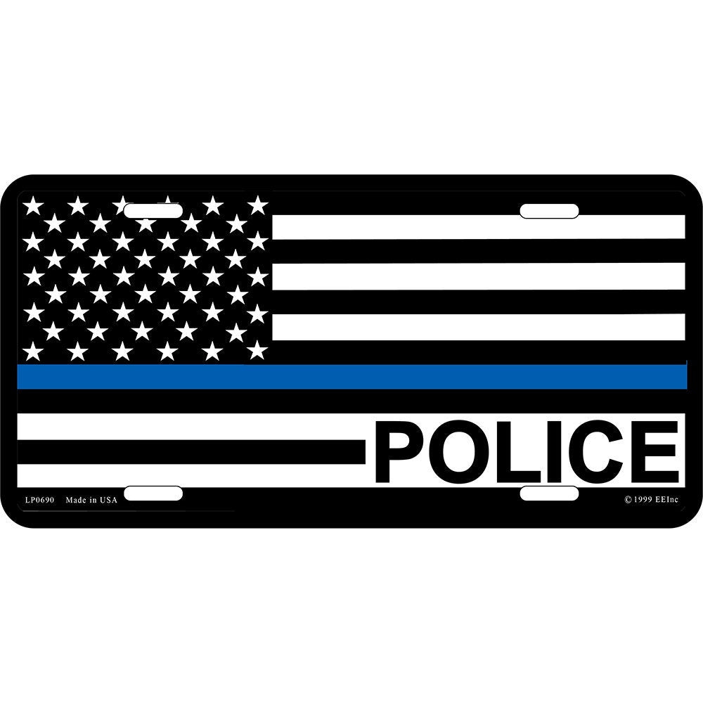 The Thin Blue Line Flag License Plates, 12&#39;&#39;x6&#39;&#39; Aluminum Police License Plate, Blue Line License Plate, Police Officer, Law Enforcement,