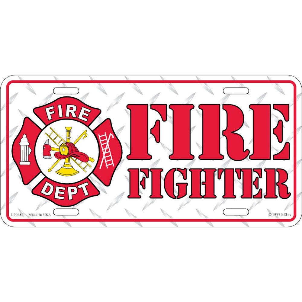 Firefighter License Plate, 12&#39;&#39;x6&#39;&#39; Aluminum Fire Department License Plate, Fireman License Plate, Fire Department, Fire Dept, License Plate