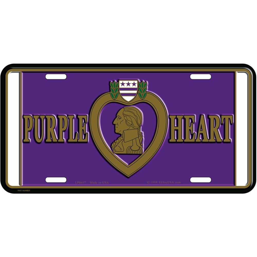 Purple Heart Combat Veteran License Plate, 12&#39;&#39;x6&#39;&#39; Aluminum Purple Heart Medal License Plate, Combat Veteran License Plate, License Plate