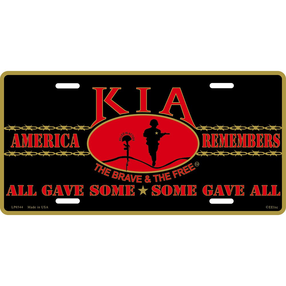 Killed in Action - KIA License Plate, 12&#39;&#39;x6&#39;&#39; Aluminum KIA License Plate, Killed in Action License Plate, America Remembers, License Plate