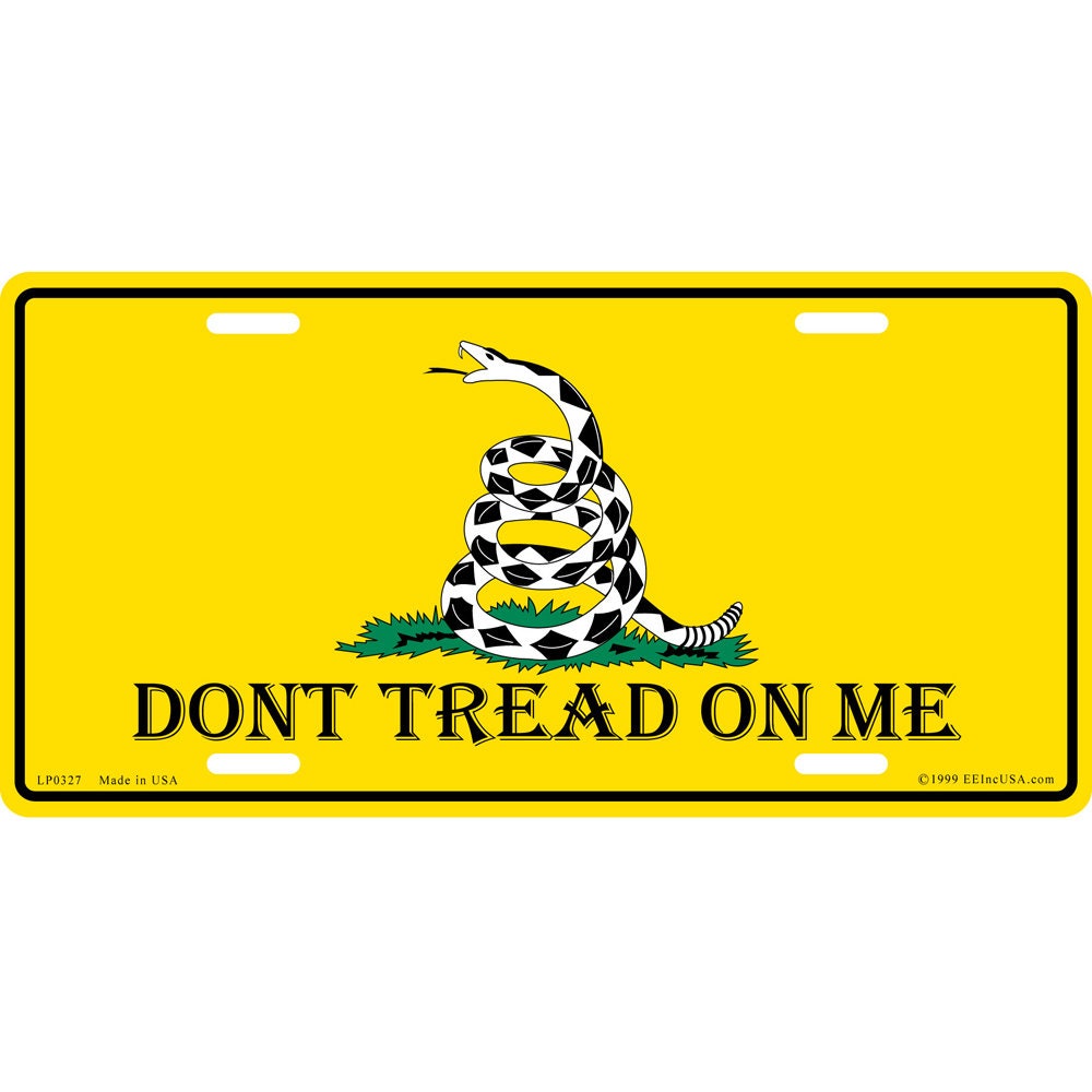 Gadsden Flag License Plate, 12&#39;&#39;x6&#39;&#39; Aluminum Don&#39;t Tread on Me License Plate, Rattlesnake License Plate, Gadsden Flag License Plate