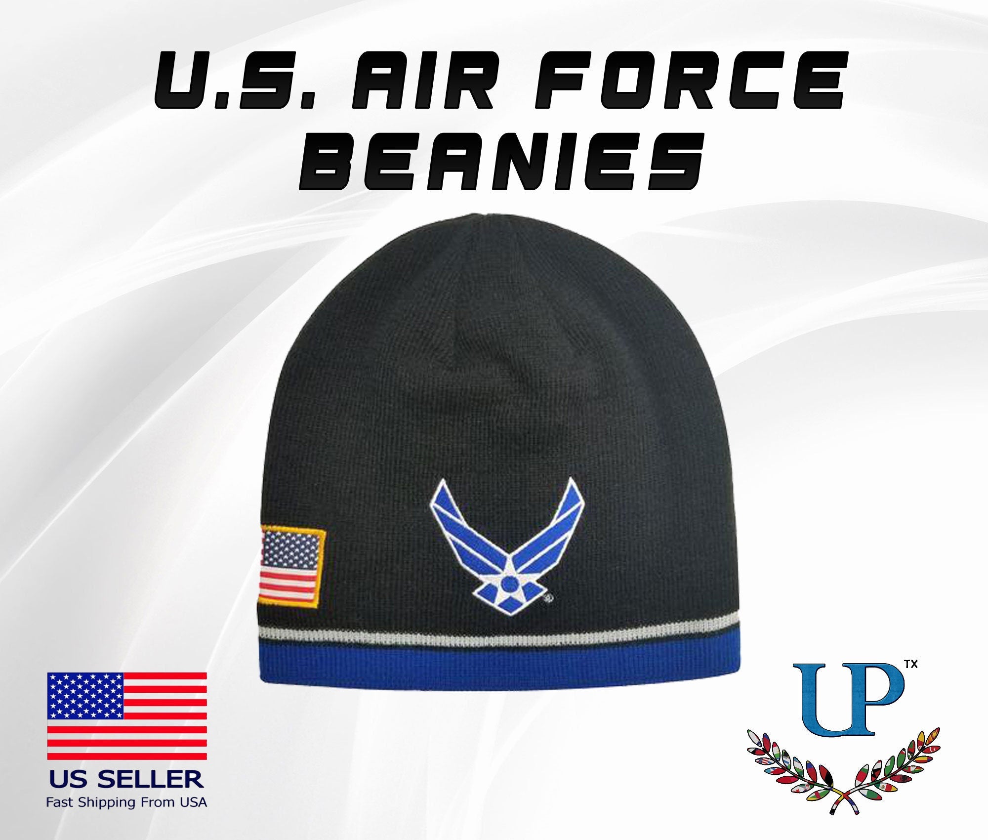 Officially Licensed US Air Force Beanies, Embroidered US Air Force Beanies, One Size Fits All US Air Force Beanie, Winter Hats/Beanies