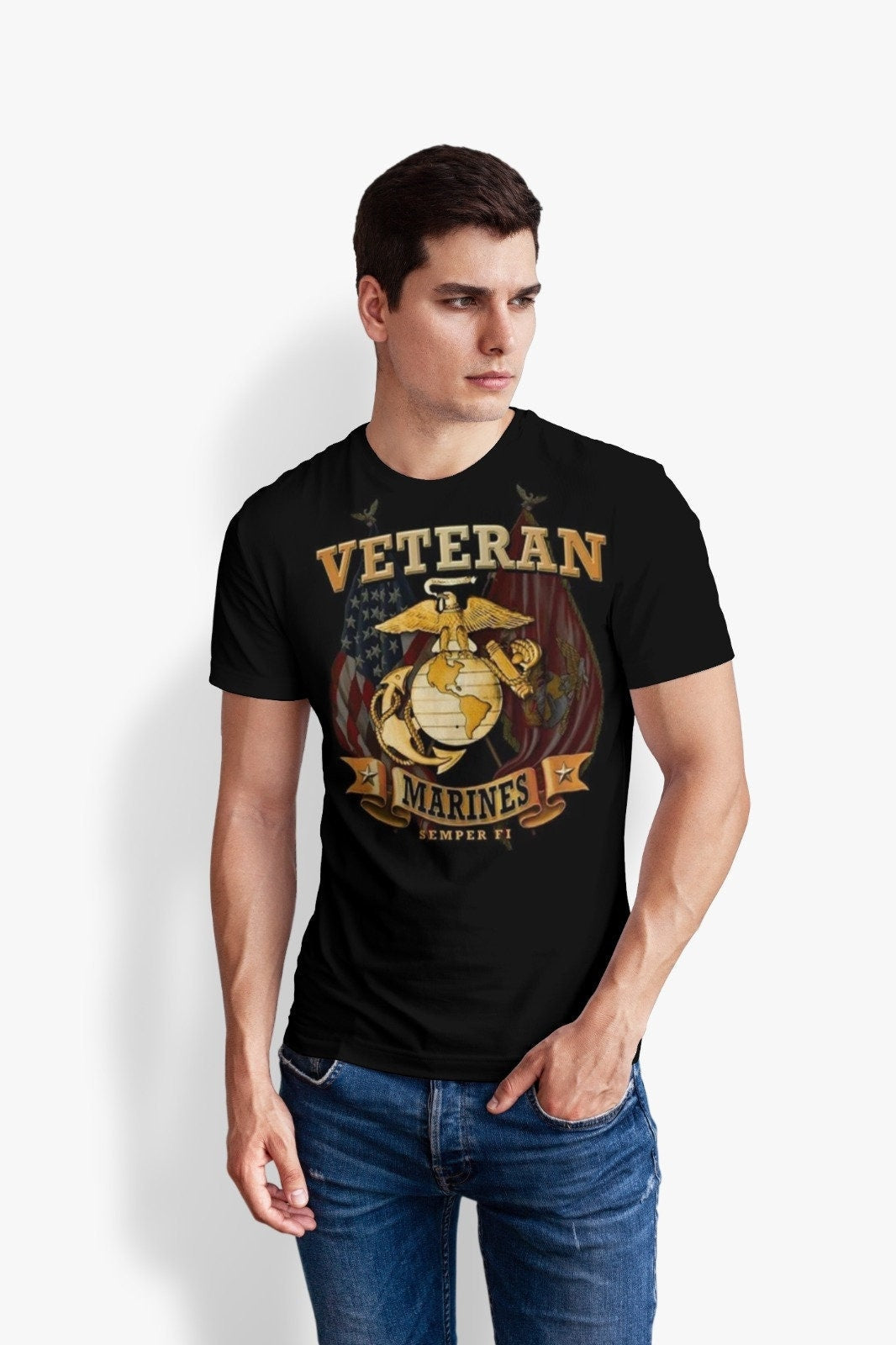 U.S. Marine Corps Veteran T-Shirt, USMC Veteran T-Shirt, US Marines Semper Fi Patriotic T-Shirt, US Marines Veteran T-Shirt, Marines Vet Tee