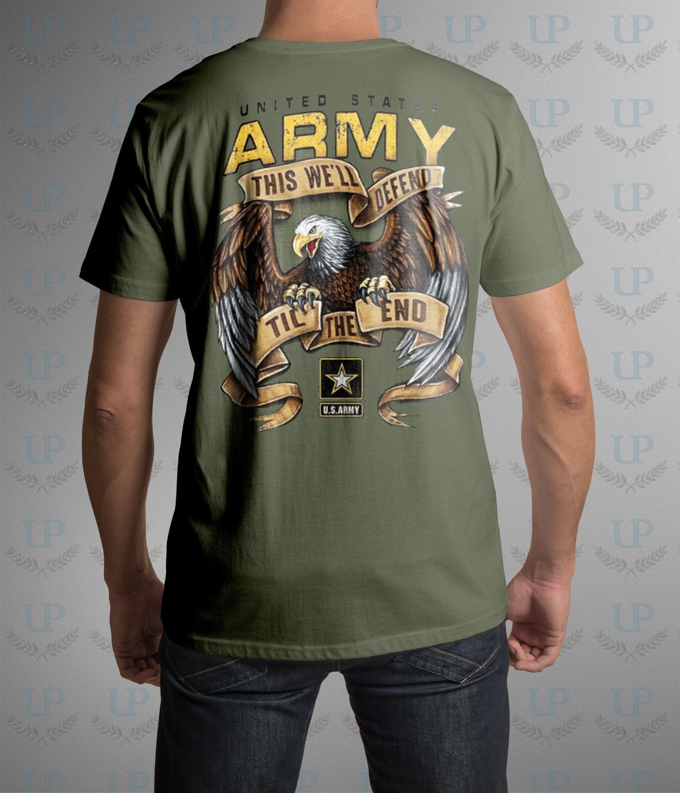 U.S. Army This We&#39;ll Defend Till The End T-Shirt, Green US Army T-Shirt, US Army Patriotic T-Shirt, American Eagle US Army T-Shirt, Army Tee