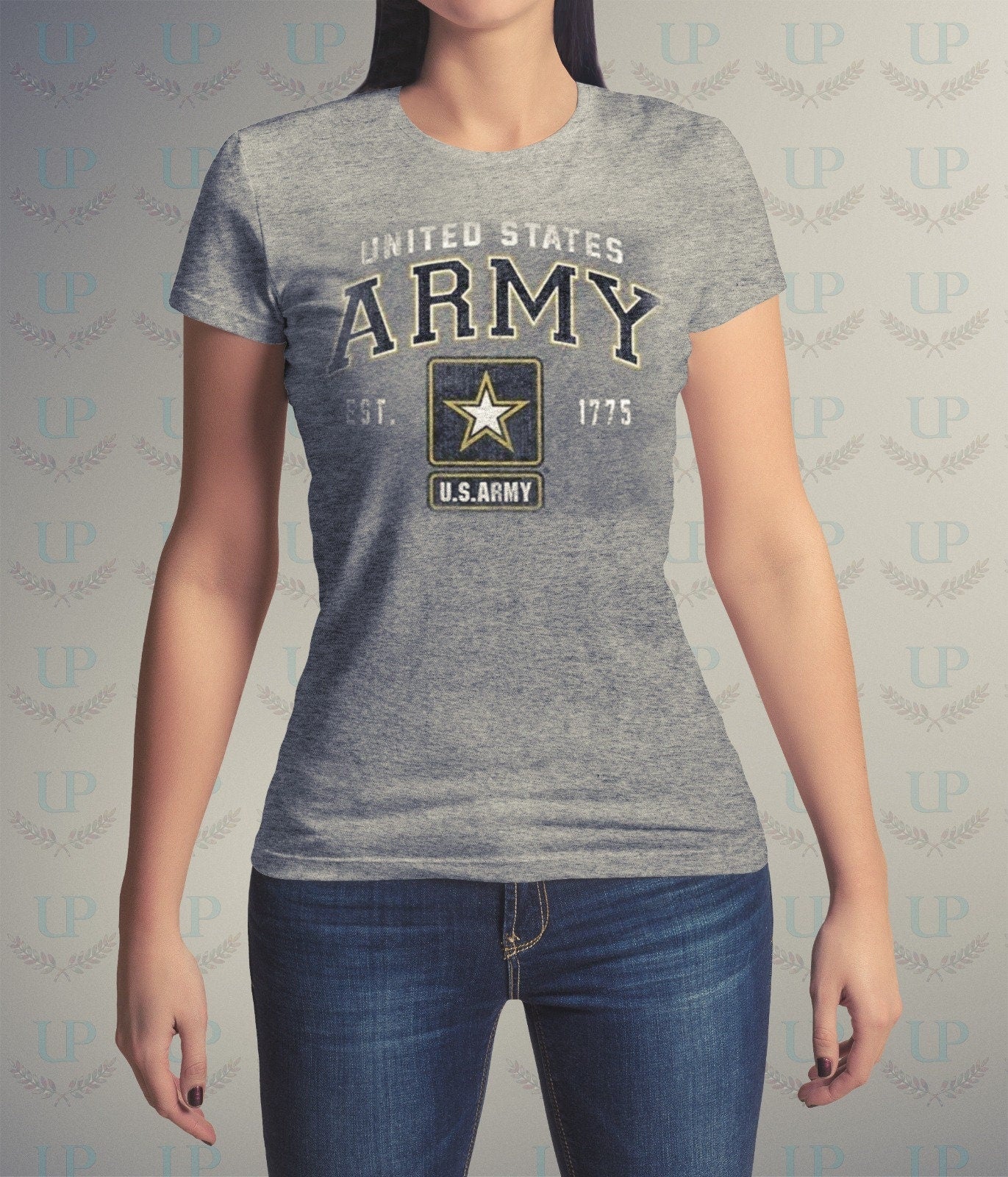 U.S. Army Vintage T-Shirt, Athletic Gray US Army Star Est. 1775 T-Shirt, US Army &#39;Distressed Logo&#39; Patriotic T-Shirt, Sport Workout T-Shirt