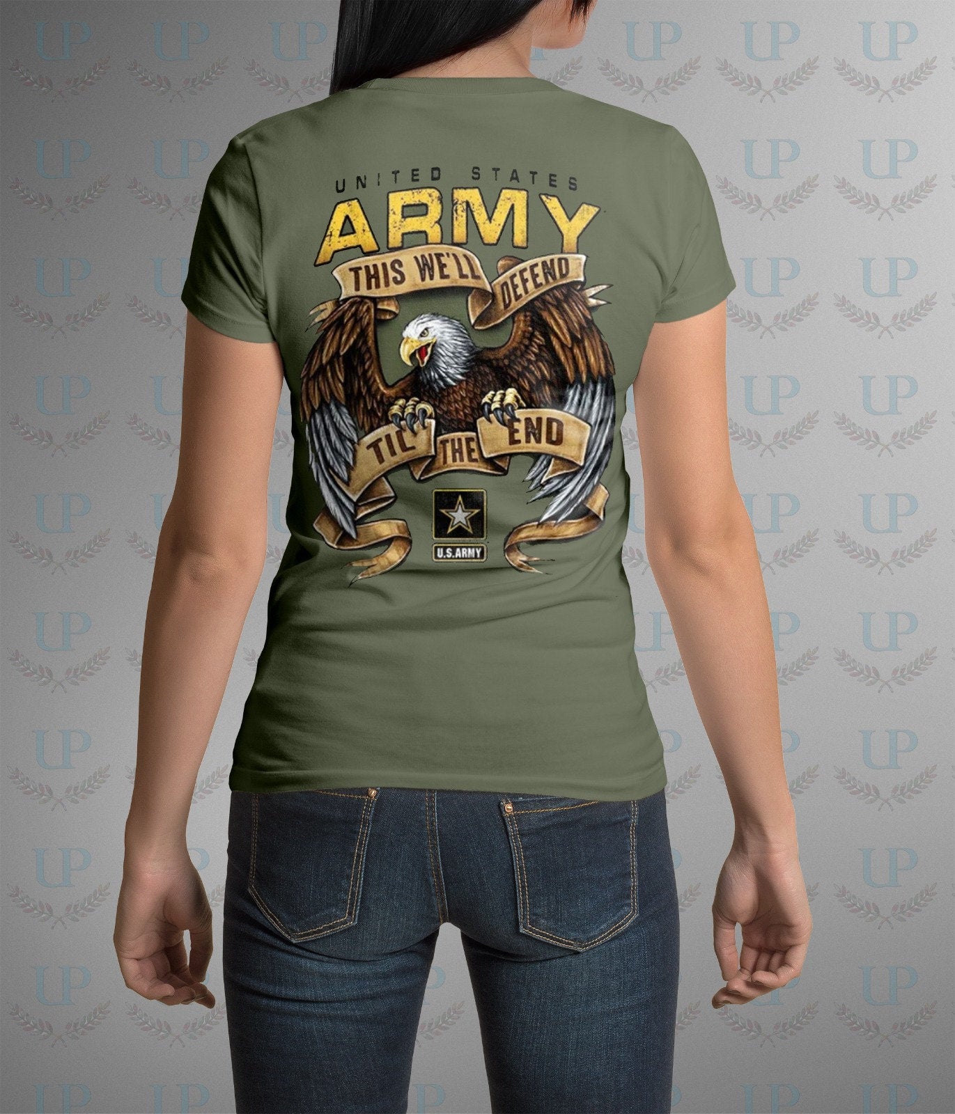 U.S. Army This We&#39;ll Defend Till The End T-Shirt, Green US Army T-Shirt, US Army Patriotic T-Shirt, American Eagle US Army T-Shirt, Army Tee